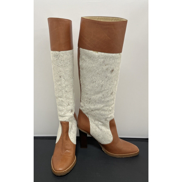 Michael Kors Collection Leather & Sheared Calf Heeled Boots Size 8 FS BnftsChrty - Picture 1 of 14